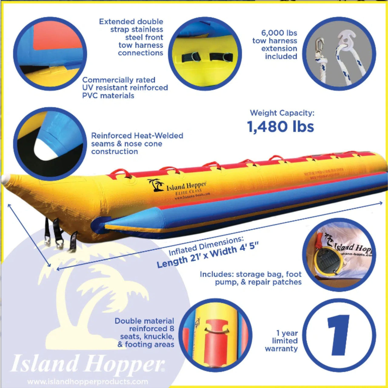 8 Person Inflatable Banana Boat Tube Features