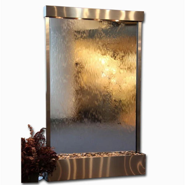 Adagio Mega Grandeur Floor Fountain for Reception or Gallery Spaces With Artificial Plants-Plain White Background