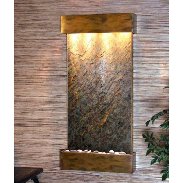 Adagio Water Features Whispering Creek Wall Fountain Green Feather Stone Rustic Copper White