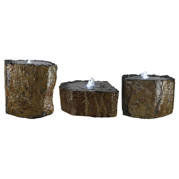Anjon Textured Top Polished Basalt Column Set Plain White Background