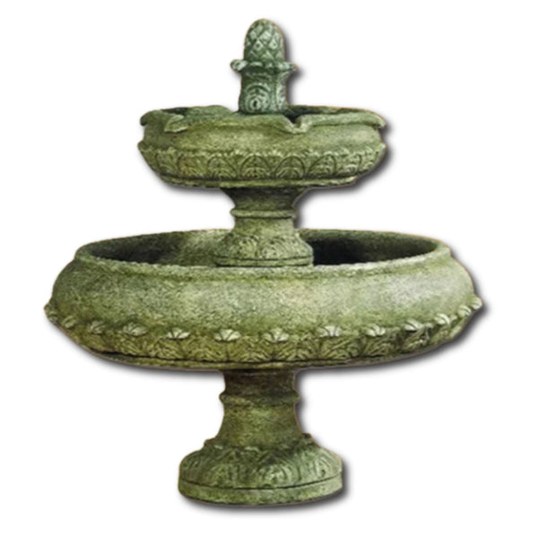 Capri Two Tier Outdoor Water Fountain With Plain White Background