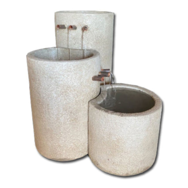 Cylinder Streams Cascade Fountain With White Background
