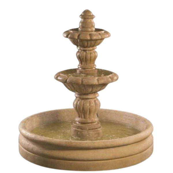 Espana Compact Tiered Bowl Patio Fountain With Plain White Background