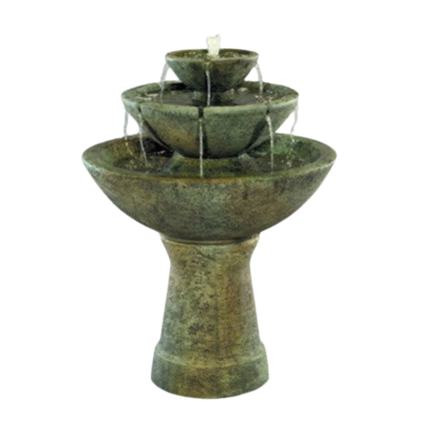 Fiore Stone 3-Tier Color Bowl with Lips Fountain - Tall With Plain White Background
