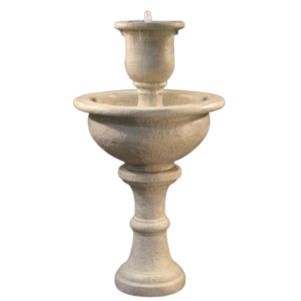 Fiore Stone Cencillo Tiered Garden Fountain With Plain White Background