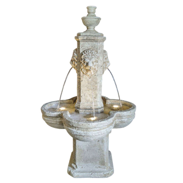 Fiore Stone Diamante Lion Fountain With Plain White Background