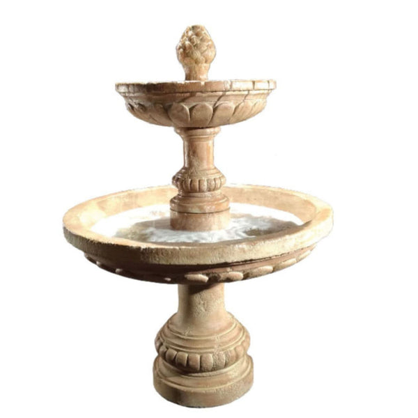 Fiore Stone Geneva 2-Tier Fountain With Plain White Background