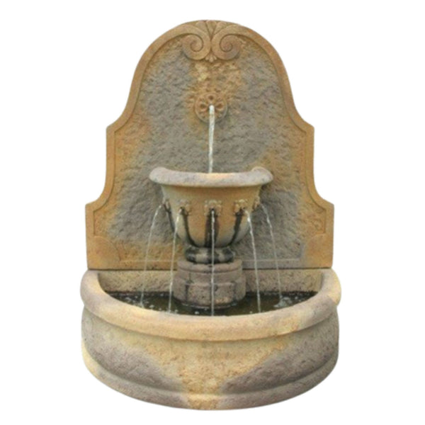 Fiore Stone Parisian Cast Stone Wall Outdoor Fountain With Plain White Background