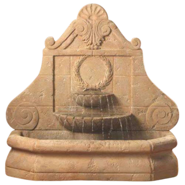 Fiore Stone Senate Cast Stone Wall Outdoor Fountain With Plain White Background