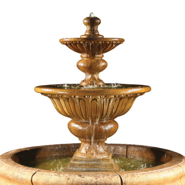 Formal Garden Fountain with Fiore Pond With Plain White Background