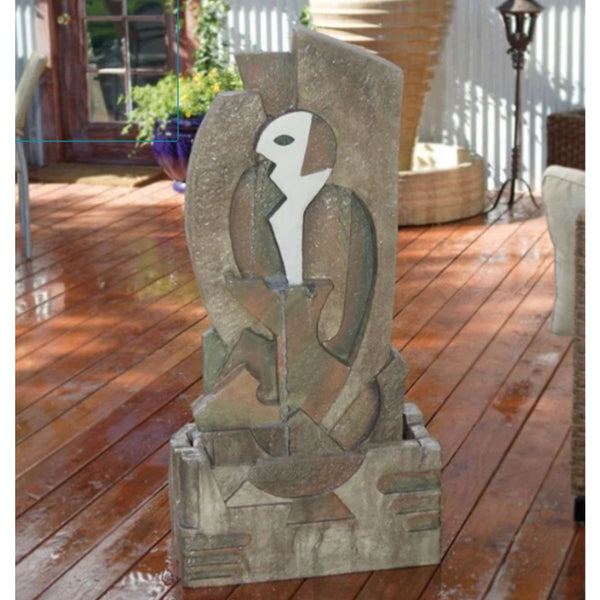 Gist Art Garden Water Fountain With Planters And White Wall Background