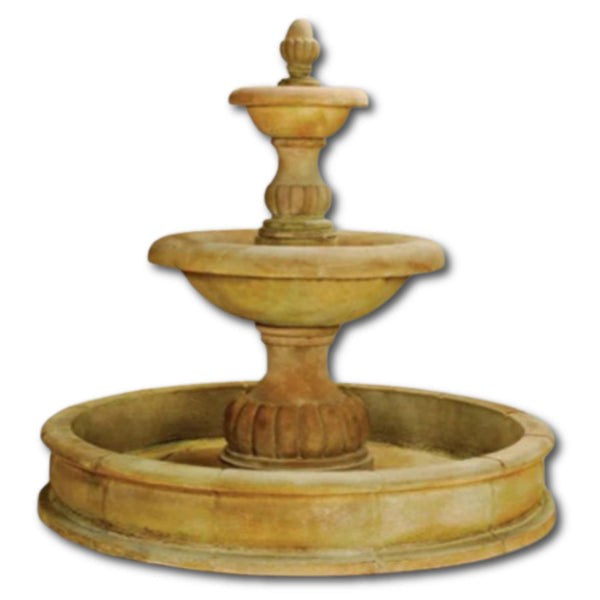 Isola Two Tier Pond Fountain With Plain White Background