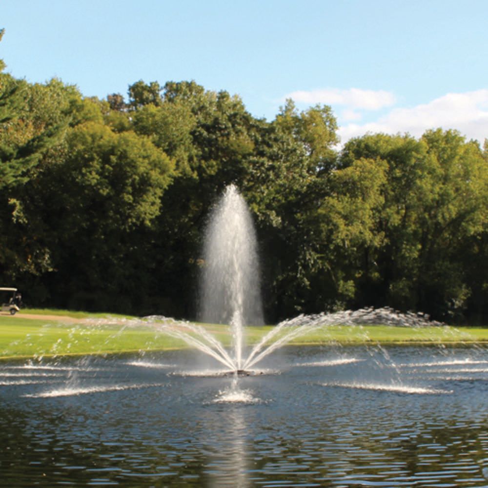 Kasco J Series Fountain With Premium Madrone Nozzle On The Water