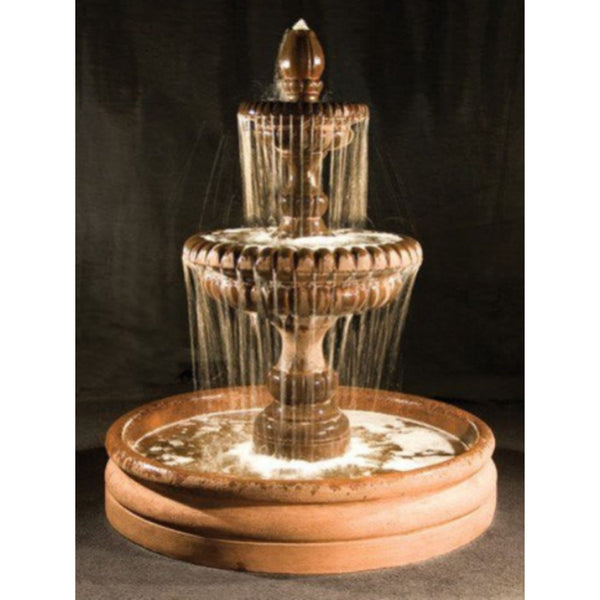 Pioggia Cast Stone Tiered Outdoor Fountain with 46inch Basin With Colored Background