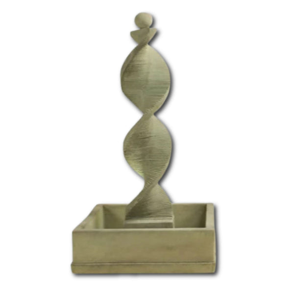 Water Spiral with Square Bowl and Ball Finial With Plain White Background
