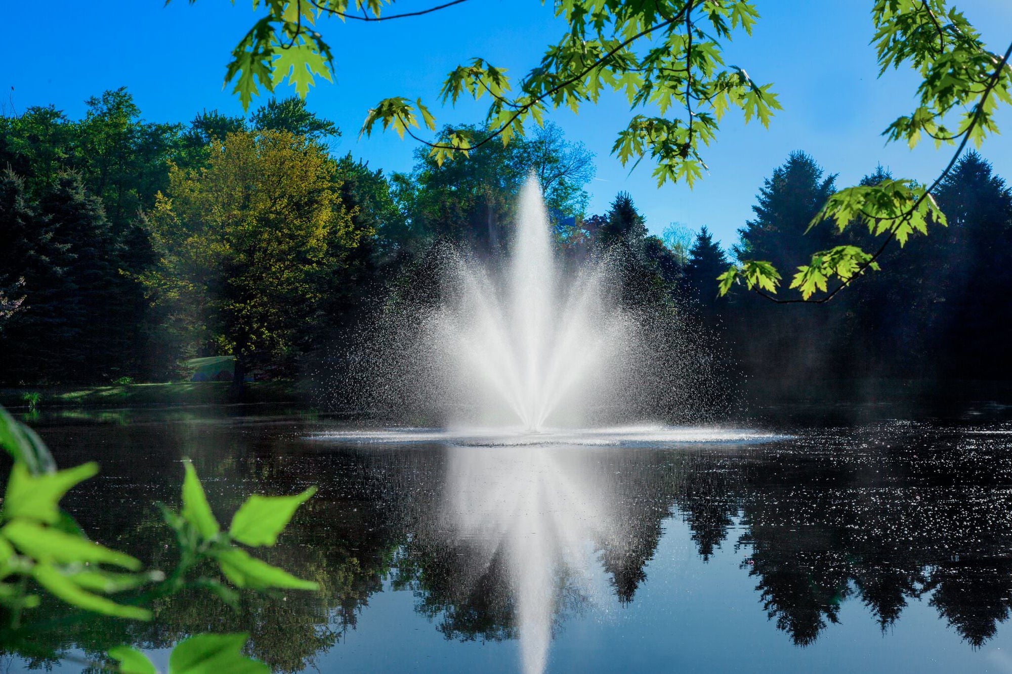 Scott Aerator Cambridge Pond Fountain Display On A 1 Acre Pond