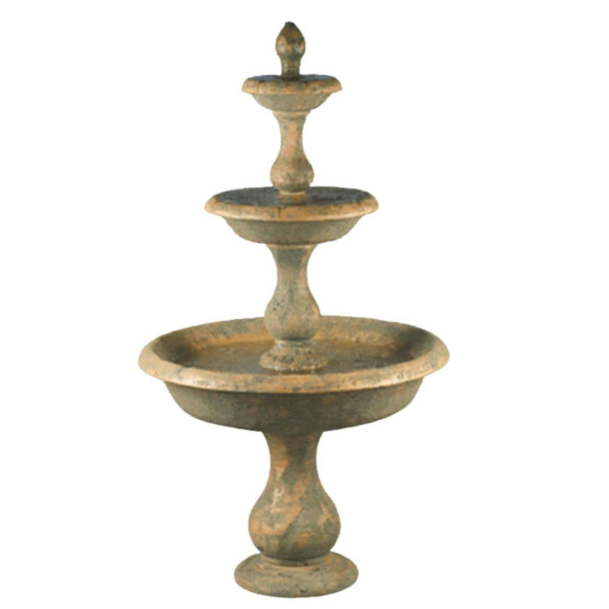 Fiore Stone Old Toscano three-tier cast stone garden fountain