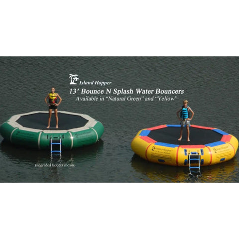 13 Island Hopper Bouncer and Splash With Two Kids Placed On The Two Color Variations Of Bouncer