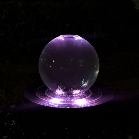 14inch Crystal Sphere Fountain KitOn Stone Patio Purple LED Lights