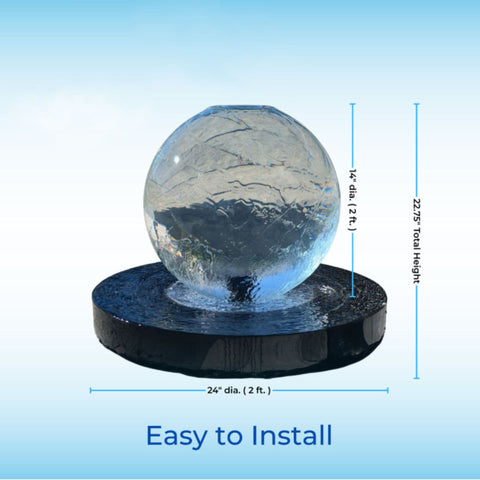 14inch Outdoor Crystal Sphere Fountain With Dimensions