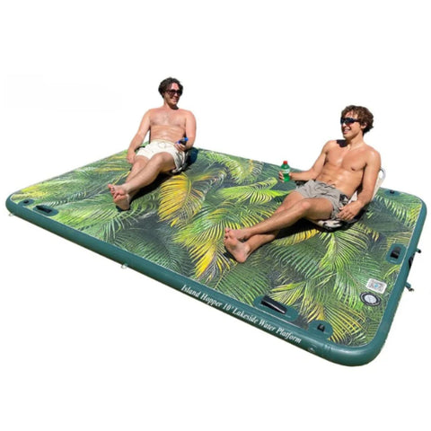 15 Lakeside Water Park Water Bouncer with SlidePlatform With Two Men Relaxing On Platform