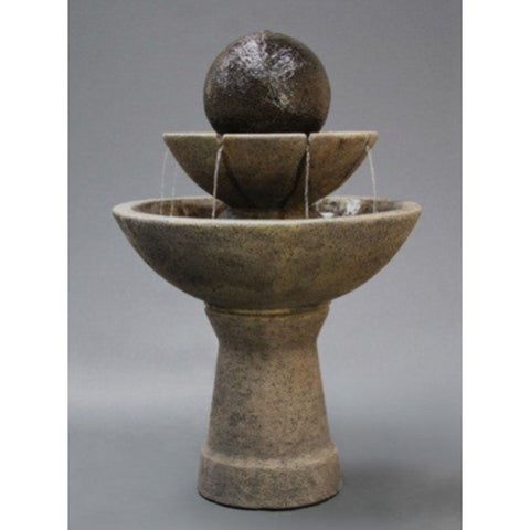 2-Tier Zen Ball Garden Water Fountain - Tall With Colored Background