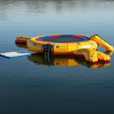 25 Giant Jump Water Trampoline Floating In Calm Water With Slides, Blaster, Runner And Platform