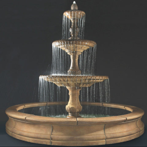3-Tier Four Seasons Outdoor Water Fountain With Bracci Basin With Colored Background