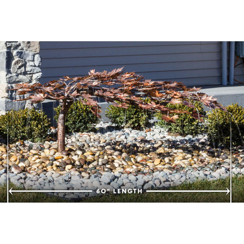 30 Copper Creeping Japanese Maple Tree Garden Fountain Showing The Measurement With Green Plants In The Background