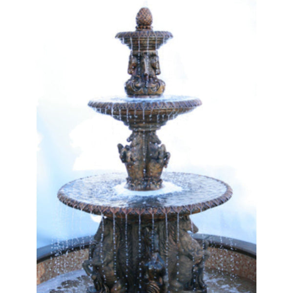 3 Tier Cavalli Outdoor Water Fountain For Pond With Blue Color Background