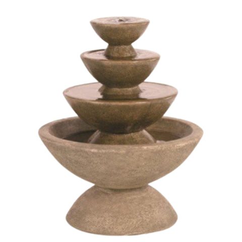 4-Tier Color Bowl Small Garden Water Fountain Plain White Background