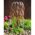 Thumbnail for 45 Copper Weeping Willow Garden Fountain With Wooden Fence, Hot Pink Flowers And Green Plants Background