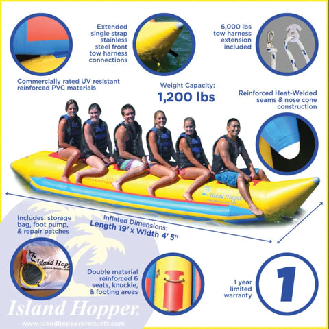 6 Person Inflatable Banana Boat Features
