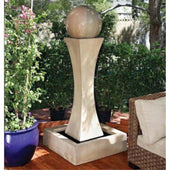 9 Tall I With Ball Garden Water Fountain By Gist With Plants In The Background And Besides Rattan Sofa