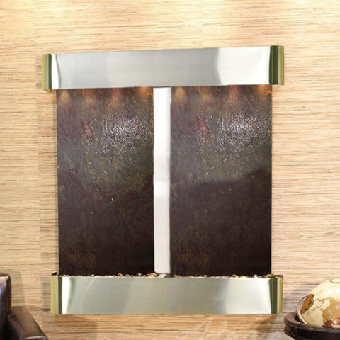 Adagio Aspen Falls Wall Fountain With Globe Decoration-Round Corners Stainless Steel Rajah Featherstone