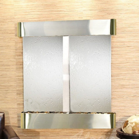 Adagio Aspen Falls Wall Fountain With Globe Decoration-Round Corners Stainless Steel Silver Mirror