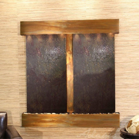 Adagio Aspen Falls Wall Fountain With Globe Decoration-Square Corners Rustic Copper Rajah Featherstone