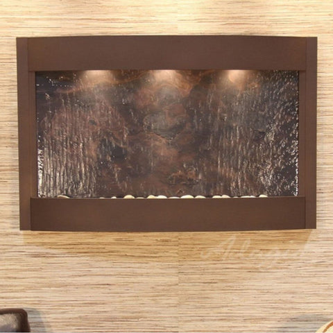 Adagio Calming Waters Wall Fountain With Neutral Wall Accent-Woodland Brown Rajah Featherstone