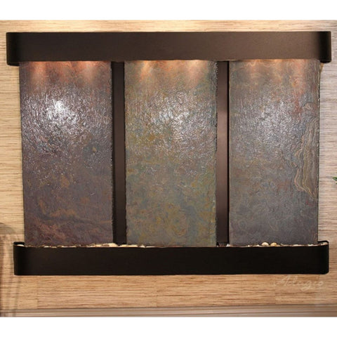 Adagio Deep Creek Falls Modern Water Wall Fountain Multi Color Slate Blackened Copper Rounded