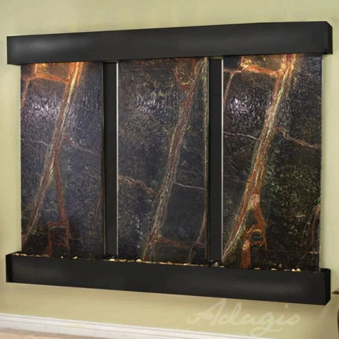 Adagio Deep Creek Falls Wall Fountain With Olive Green Painted Wall