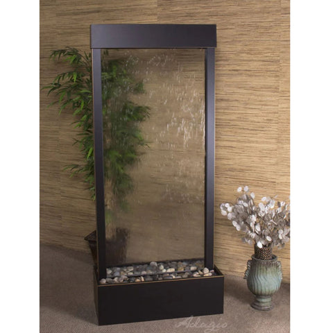 Adagio Harmony River Floor Fountain - Center Mount With Tall Green Plant And Decorative Floral Vase Accent