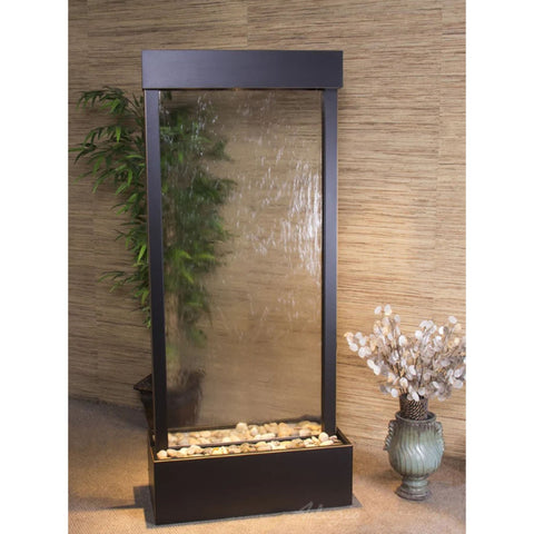 Adagio Harmony River Floor Fountain for Reception or Home Spaces With Decorative Floral Vase Accent And Tall Green Plant