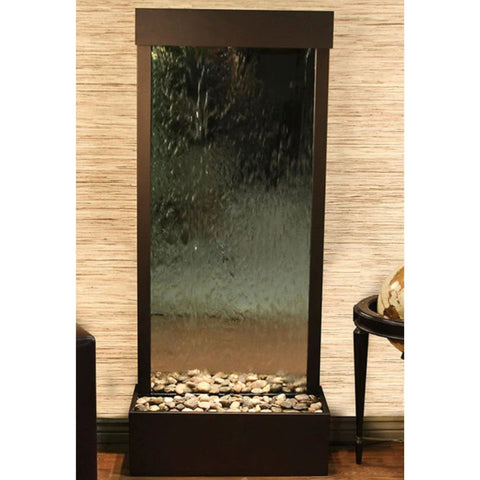 Adagio Harmony River Floor Water Fountain - Rear Mounted Flush Mounted Towards Rear Of The Base-Silver Mirror-Antique Bronze-White