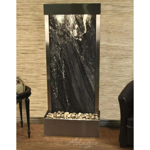 Adagio Harmony River Floor Water Fountain - Rear Mounted With World Globe Decor and Textured Walls and Floors