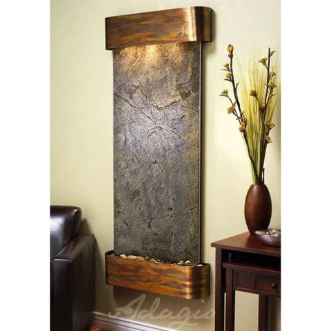 Adagio Inspiration Falls Contemporary Wall Fountain Design With Artificial Flower in the Wooden Vase and an Ashtray 