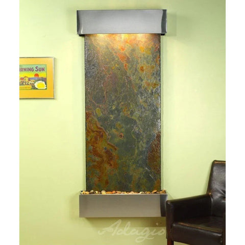 Adagio Inspiration Falls Contemporary Wall Fountain Design With Artistic Painting and Leather Chair