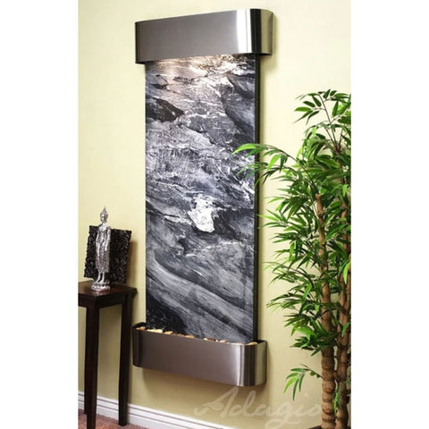 Adagio Inspiration Falls Indoor Wall Water Feature With Decorative Buddha Statue and Green Plants