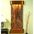 Thumbnail for Adagio Inspiration Falls Wall Fountain With Table Lamp on the Side Table-Rainforest Brown Marble with Rustic Copper Trim and Round Corners
