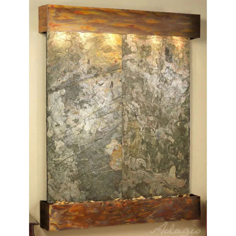Adagio Majestic River Modern Water Wall Fountain Neutral Wall Accent and Soft Lighting