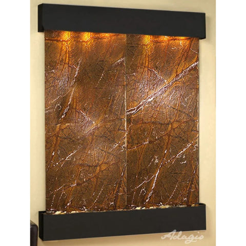 Adagio Majestic River Modern Water Wall Fountain Rainforest Brown Marble-Blackened Copper-Squared